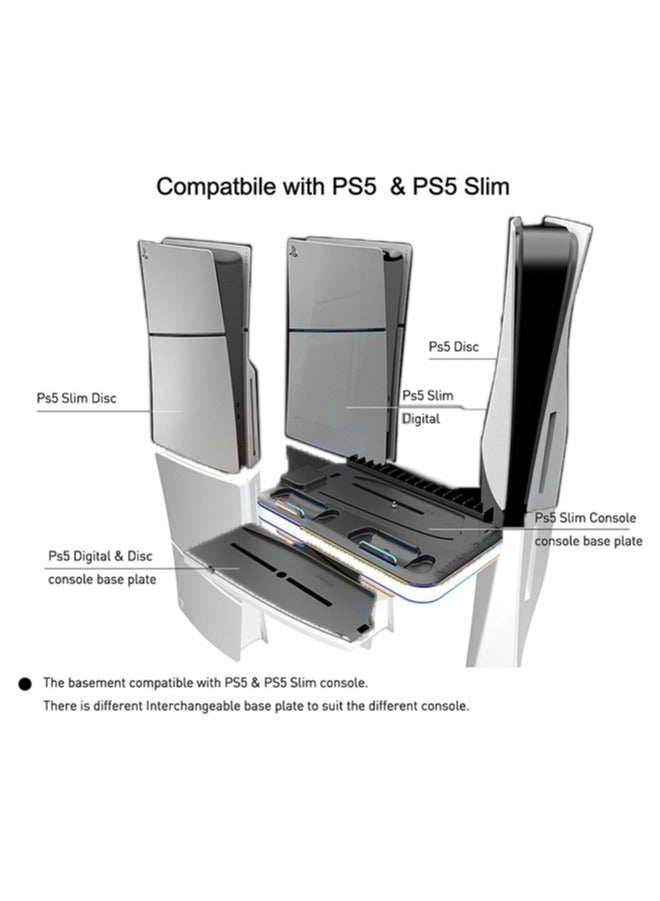 XForm PS5 Stand and Cooling Station with Dual Controller Charging Station for Sony  PlayStation 5 Console, PS5 Accessories Incl. Controller Charger, Cooling fan, Headset holder ( Fit PS5 FAT , SLIM ,SLIM PRO Versions) White - Image 5