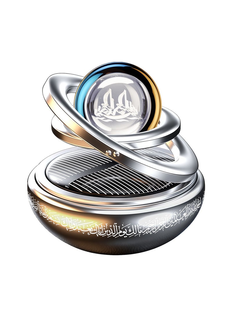 Car Air Freshener - Solar Powered Automatic Fragrance Diffuser with Fashion Design, Easy Clip-on Installation for Car/Office/Home, Ideal Gift for Car Owners (Short silver) - Image 1