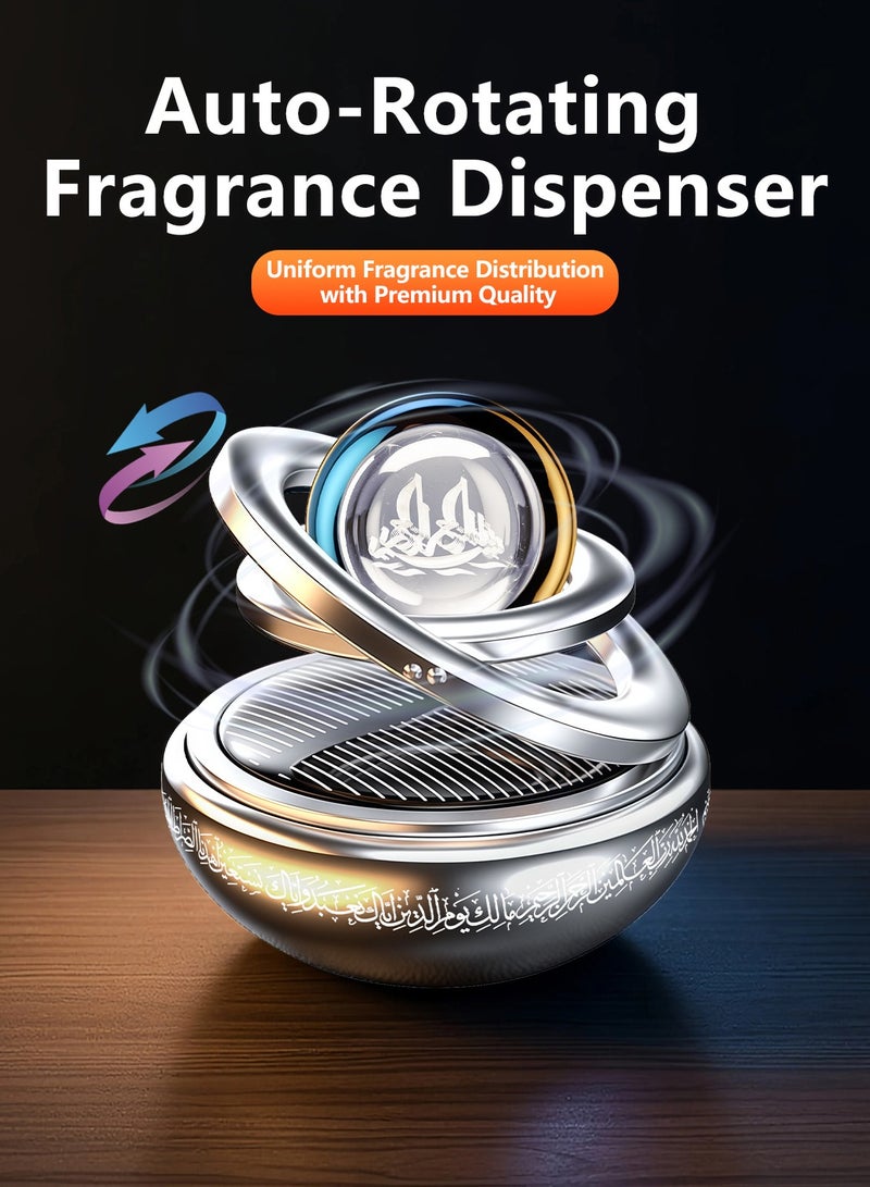 Car Air Freshener - Solar Powered Automatic Fragrance Diffuser with Fashion Design, Easy Clip-on Installation for Car/Office/Home, Ideal Gift for Car Owners (Short silver) - Image 5