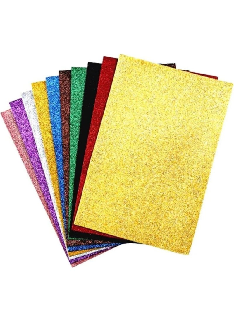 Ticon 40 Pieces A4 Glitter Adhesive Eva 20X30CM Gold  - Image 4