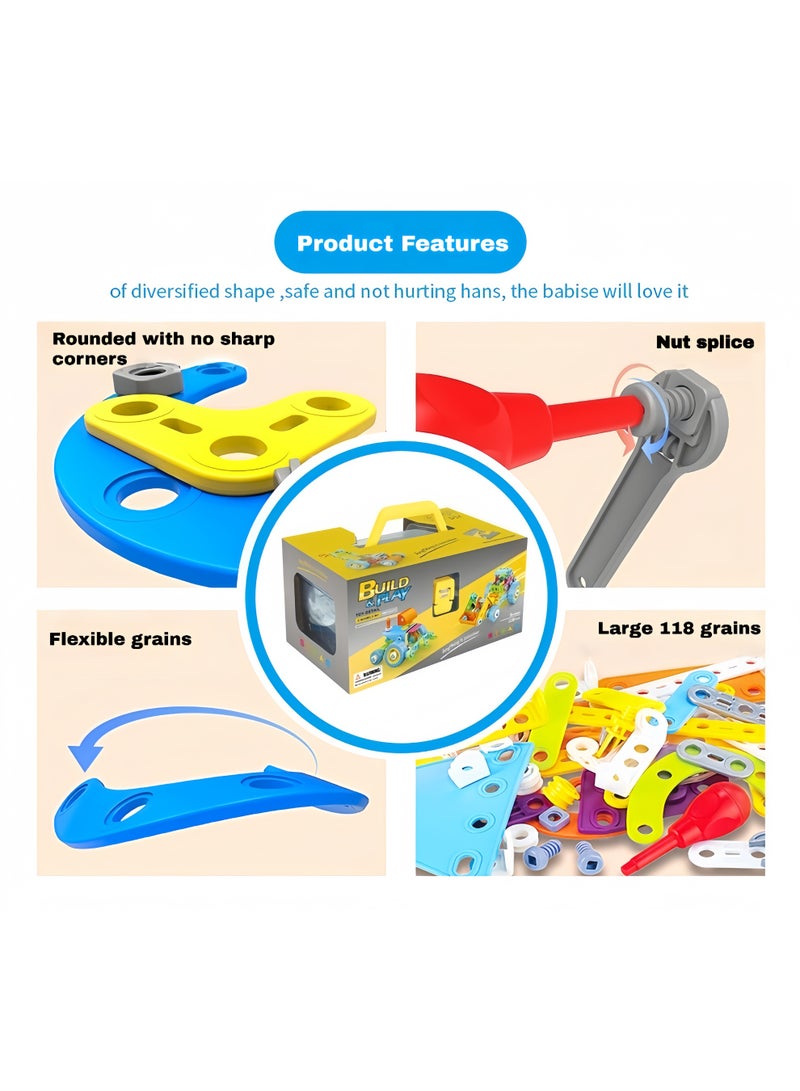 LBMT ألعاب Building Blocks STEM، مجموعة ألعاب ألغاز هدايا عيد ميلاد الأولاد بعمر 5+ عامًا، ألعاب تعليمية إبداعية لمشاريع العلوم والتكنولوجيا والهندسة والرياضيات للأطفال من سن 5 إلى 12 عامًا (118 قطعة) - Image 3