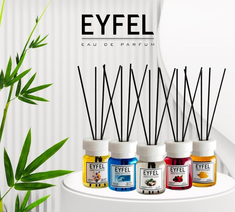 EYFEL Eau de Parfum Reed Diffuser Set, 5 Scents, 120 ml Each, Long-lasting for room, car, office toilet - Image 1