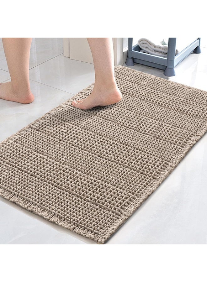 BIGTHREE Non Slip Bath Waffle, Bath Mat Absorbent Mats, Non-Slip B-ath Rugs for Bathroom Floor Machine Washable Dry Fast Bathroom Rugs for Beside Tub (43x61 Cm) - Image 1
