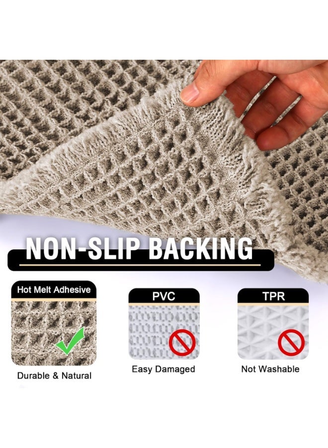 BIGTHREE Non Slip Bath Waffle, Bath Mat Absorbent Mats, Non-Slip B-ath Rugs for Bathroom Floor Machine Washable Dry Fast Bathroom Rugs for Beside Tub (43x61 Cm) - Image 3