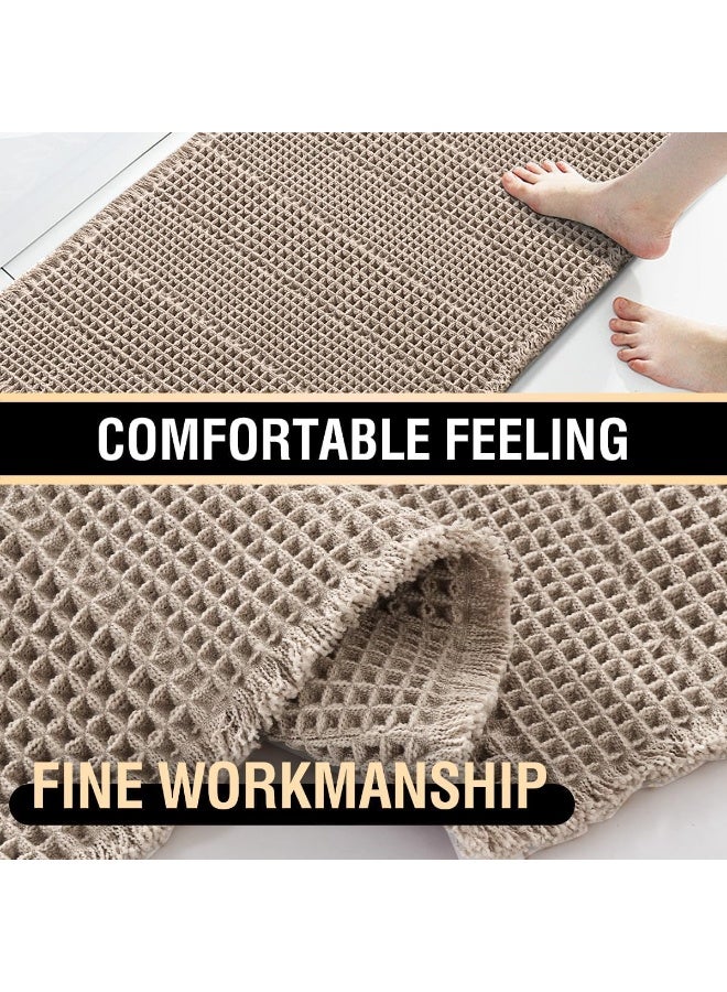 BIGTHREE Non Slip Bath Waffle, Bath Mat Absorbent Mats, Non-Slip B-ath Rugs for Bathroom Floor Machine Washable Dry Fast Bathroom Rugs for Beside Tub (43x61 Cm) - Image 5