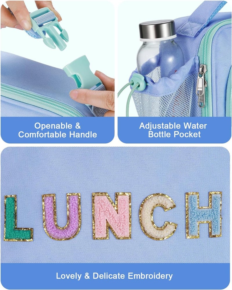 Amersun Kids Insulated Lunch Box- Water-Resistant, Reusable Cute Lunch Tote Bag with Water Bottle Holder & Multi-Pocket-Ideal for Ages 3+ Girls, Boy, School,Travel(Baby Blue) - Image 4