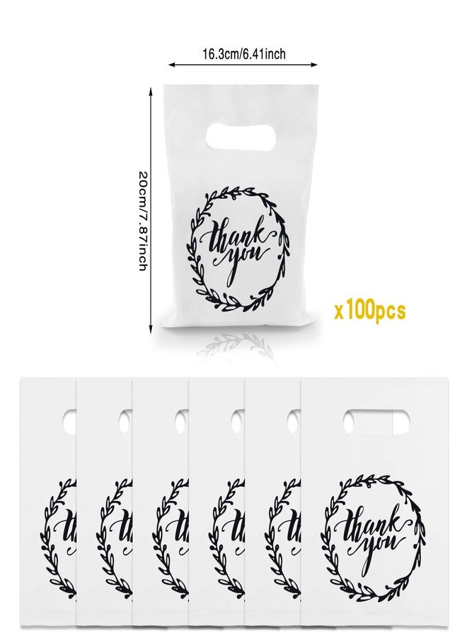 TOSPARTY 100 PCS Plastic Thank You Merchandise Bags White Party Present Bag Candy Cookie Bags for Birthday Party Wedding Christmas Retirements - Image 2