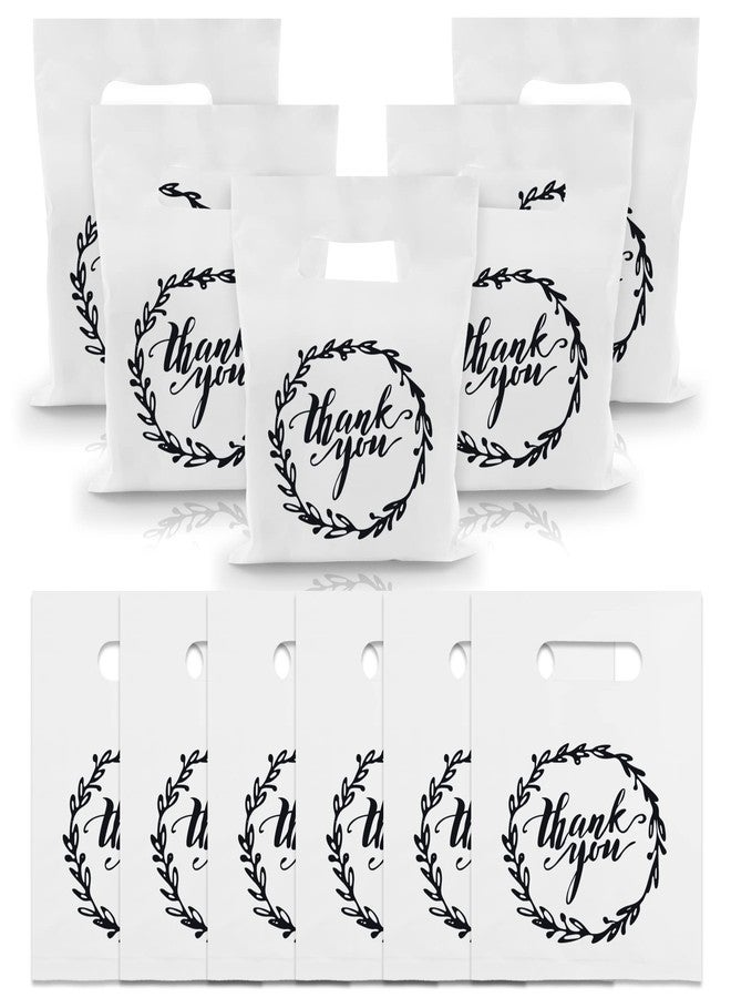 TOSPARTY 100 PCS Plastic Thank You Merchandise Bags White Party Present Bag Candy Cookie Bags for Birthday Party Wedding Christmas Retirements - Image 1