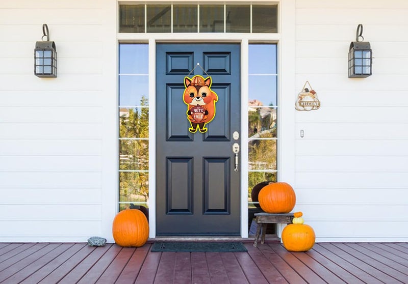سيكوهوم Sicohome Happy Fall Squirrel Acorn Sign for Front Door 8.7 "X 14" - Image 5