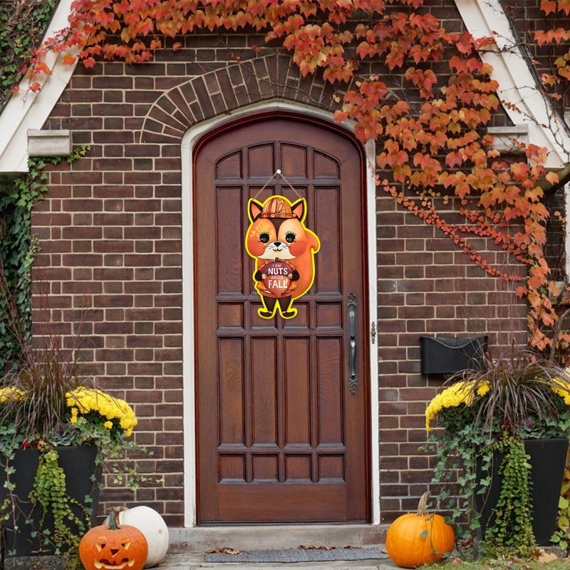 سيكوهوم Sicohome Happy Fall Squirrel Acorn Sign for Front Door 8.7 "X 14" - Image 4