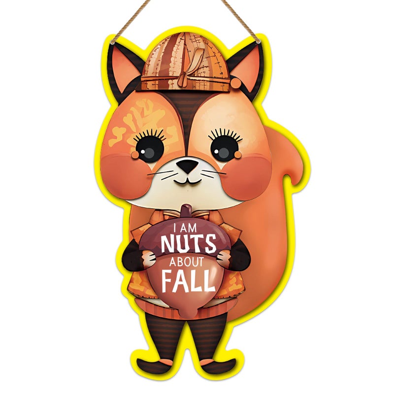 سيكوهوم Sicohome Happy Fall Squirrel Acorn Sign for Front Door 8.7 "X 14" - Image 1