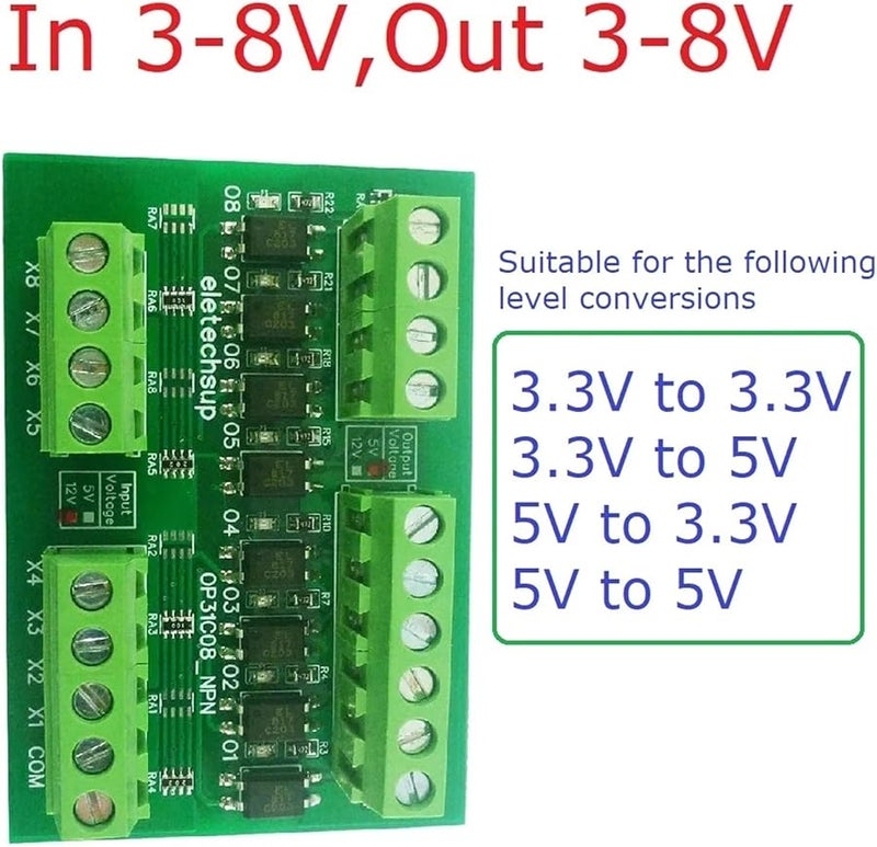 NPN To NPN 8 Channel TTL Logic Level Converter Module 3 3V 5V 12V 24V For Arduino PLC MCU - Image 2