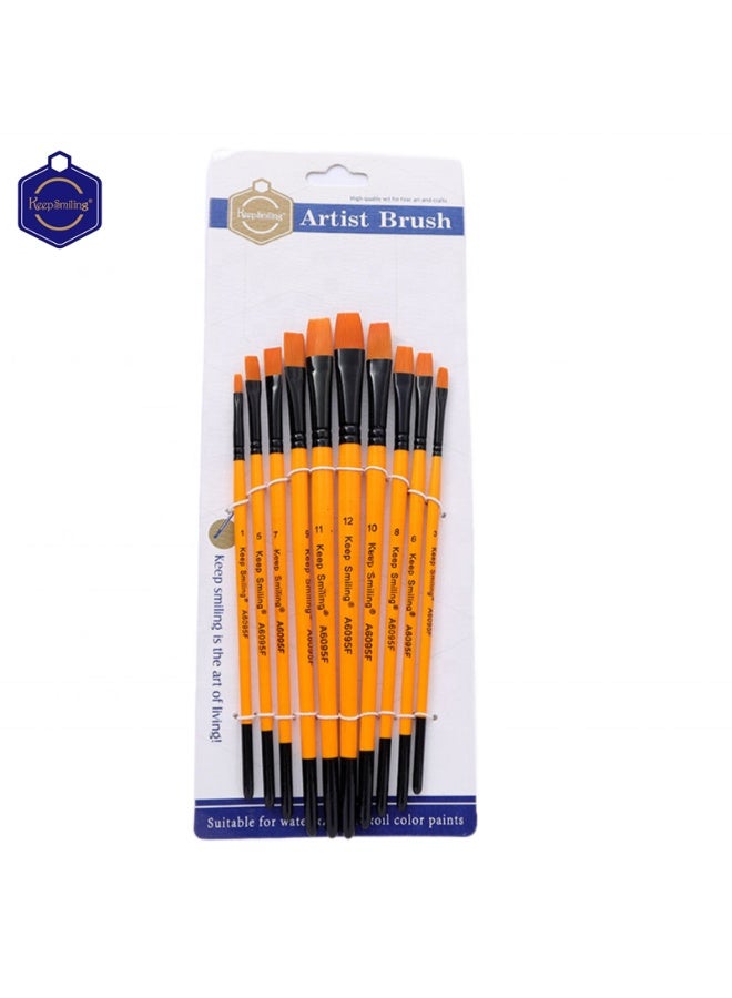 Keep Smiling 10PCS Professional Artist Brush Set for Oil, Acrylic & Watercolor - Image 1