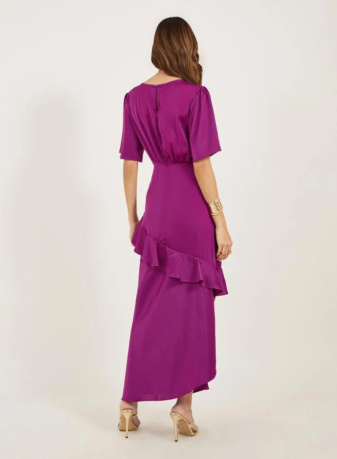Styli Ruffled Satin Midi Dress