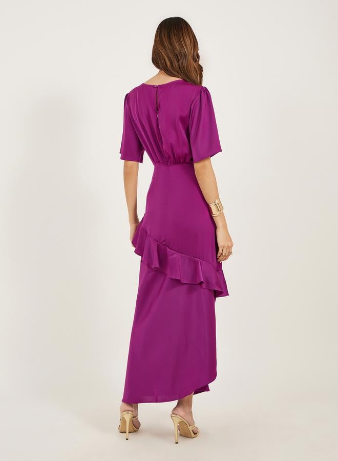 ستايلي فستان ميدي ساتان مكشكش - Image 5