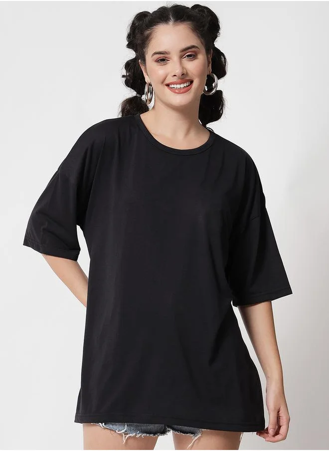 Kotty Solid Dropped Shoulders Oversized T-Shirt