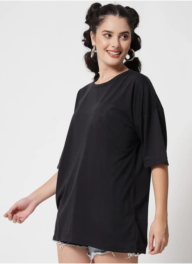 Kotty Solid Dropped Shoulders Oversized T-Shirt