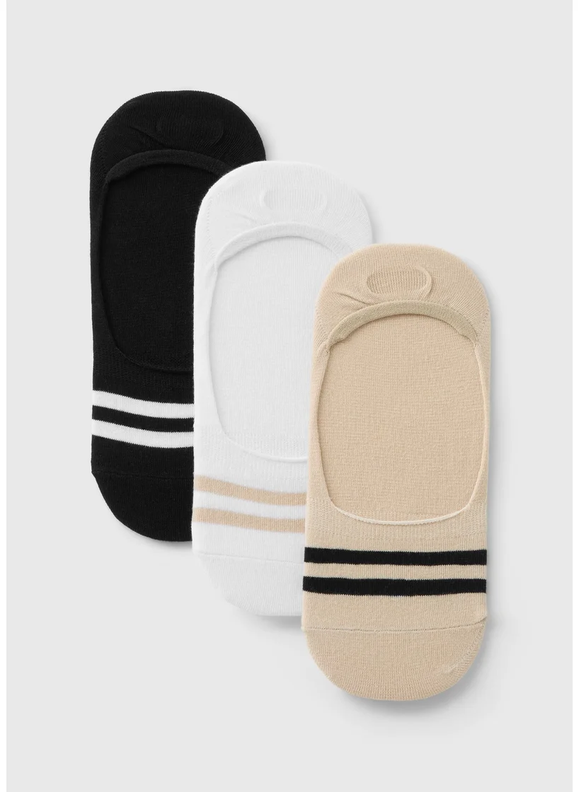 Matalan 3 Pack Beige No Show Socks