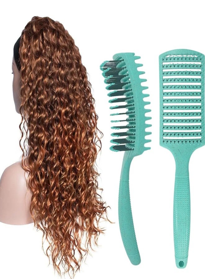 Defemim Curl Defining Brush,Curly Hair Comb,Detangling Brush Styling and Curved Vented Brush for Women and Men,Wet or Dry (green) - Image 1
