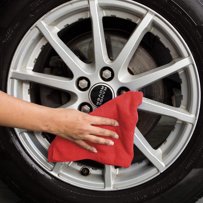 SOFTSPUN Microfiber Cloth 5 pcs 40x40 cms 340 GSM Red Thick Lint StreakFree Multipurpose Cloths Automotive Microfibre Towels for Car Bike Cleaning Polishing Washing Detailing - Image 4