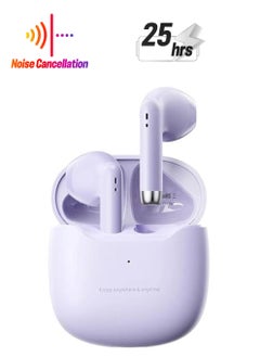 True Wireless Earbuds Purple Bluetooth 5.3 with Microphone for Working Out Noise Canceling Blue Tooth Ear Buds Deep Bass TWS Wireless Earphones with Charging Case in Ear Headphone for iPhone Android