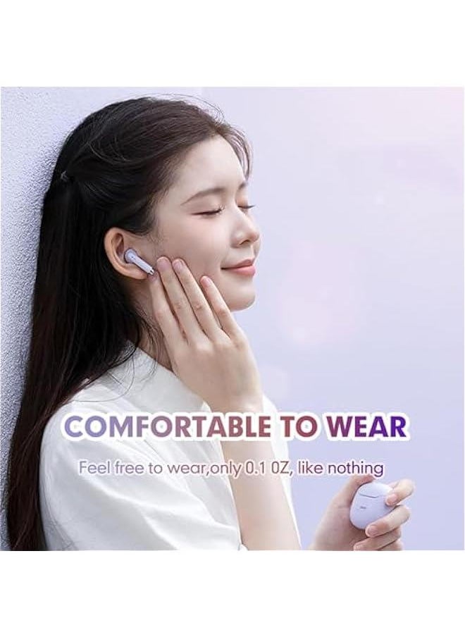 Generic - True Wireless Earbuds Purple Bluetooth 5.3 with Microphone for Working Out Noise Canceling Blue Tooth Ear Buds Deep Bass TWS Wireless Earphones with Charging Case in Ear Headphone for iPhone Android - Image 1
