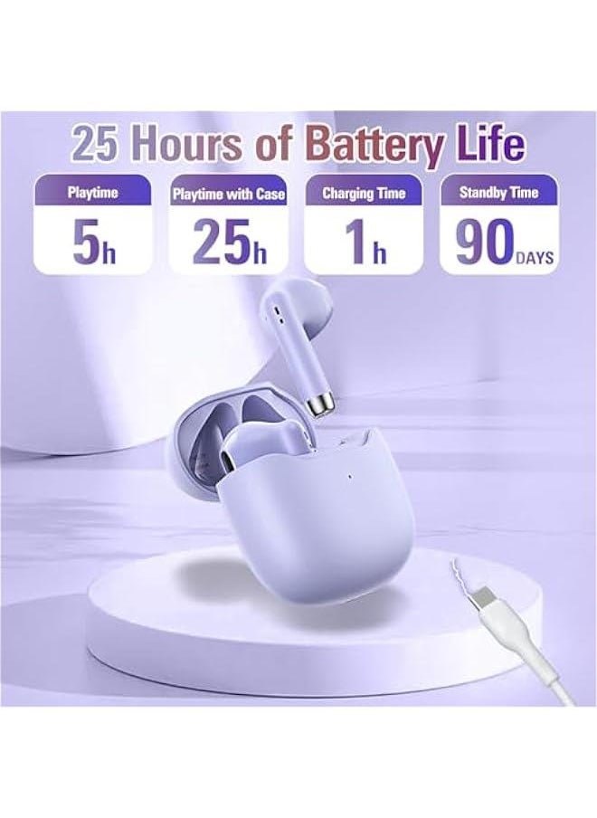 Generic - True Wireless Earbuds Purple Bluetooth 5.3 with Microphone for Working Out Noise Canceling Blue Tooth Ear Buds Deep Bass TWS Wireless Earphones with Charging Case in Ear Headphone for iPhone Android - Image 1