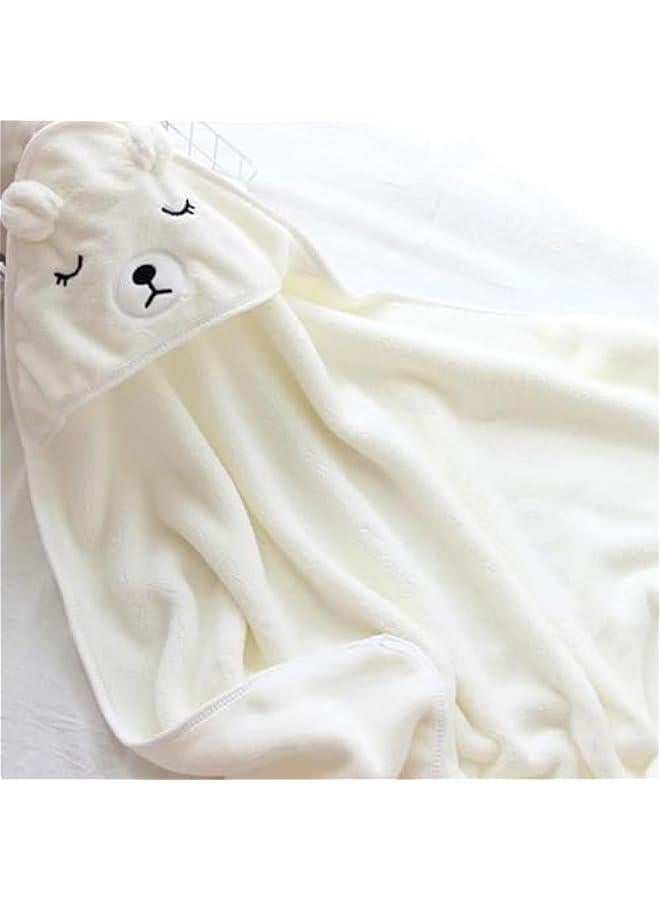 منشفة اطفال بغطاء للراس، منشفة بغطاء راس يمكن ارتداؤها للاولاد والبنات، منشفة حمام للاطفال، منشفة اطفال بتصميم لطيف، منشفة استحمام الطفل هدية لحديثي الولادة (ابيض)، خيزران - Image 5