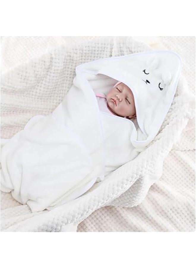 منشفة اطفال بغطاء للراس، منشفة بغطاء راس يمكن ارتداؤها للاولاد والبنات، منشفة حمام للاطفال، منشفة اطفال بتصميم لطيف، منشفة استحمام الطفل هدية لحديثي الولادة (ابيض)، خيزران - Image 4