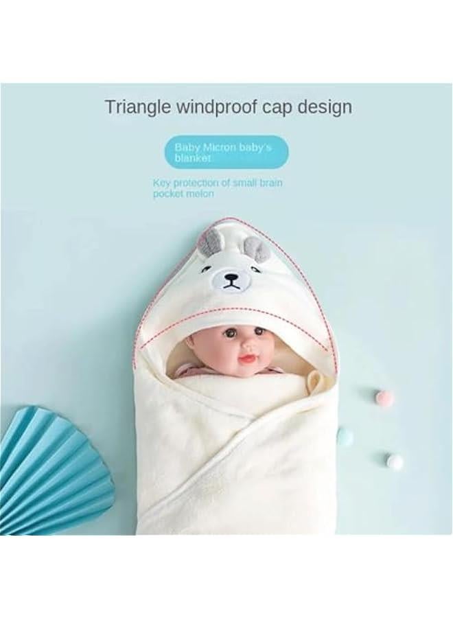 منشفة اطفال بغطاء للراس، منشفة بغطاء راس يمكن ارتداؤها للاولاد والبنات، منشفة حمام للاطفال، منشفة اطفال بتصميم لطيف، منشفة استحمام الطفل هدية لحديثي الولادة (ابيض)، خيزران - Image 2