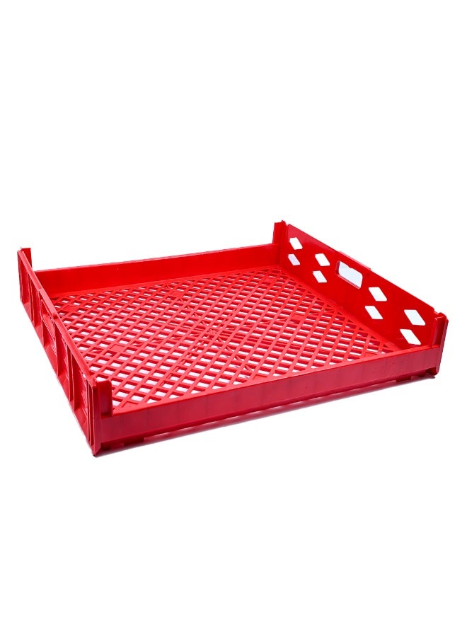 صناعات بلاستيكا ذ.م.م. Plastic Storage Crate 750x650x150mm Stackable Food Grade Bread, Toast Crate Heavy Duty - Red - Image 1