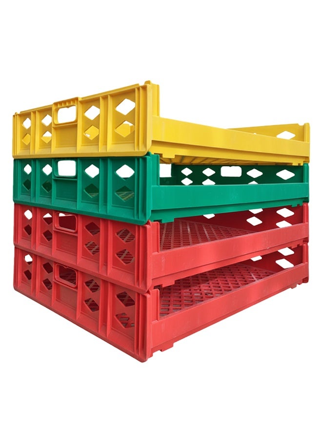 صناعات بلاستيكا ذ.م.م. Plastic Storage Crate 750x650x150mm Stackable Food Grade Bread, Toast Crate Heavy Duty - Red - Image 3