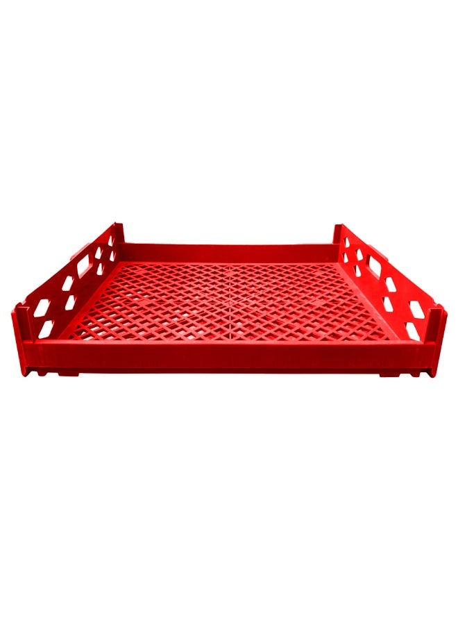 صناعات بلاستيكا ذ.م.م. Plastic Storage Crate 750x650x150mm Stackable Food Grade Bread, Toast Crate Heavy Duty - Red - Image 2