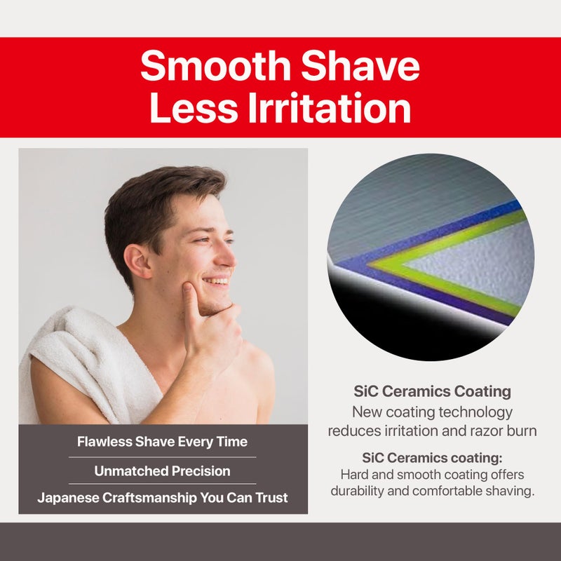 Feather - F3 Shaving Razor - Pivoting Head Shaving Razor with Wavy Guard and SiC Ceramic Coating - 3 Blade Shave Cartridge for Regular to Sensitive Face and Skin - Disposable Blades - Image 4