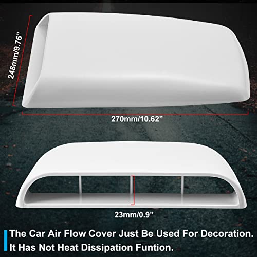 NATGIC Universal Car Air Flow Decorative Intake Hood Scoop Turbo Bonnet Vent Cover (White) - Image 2