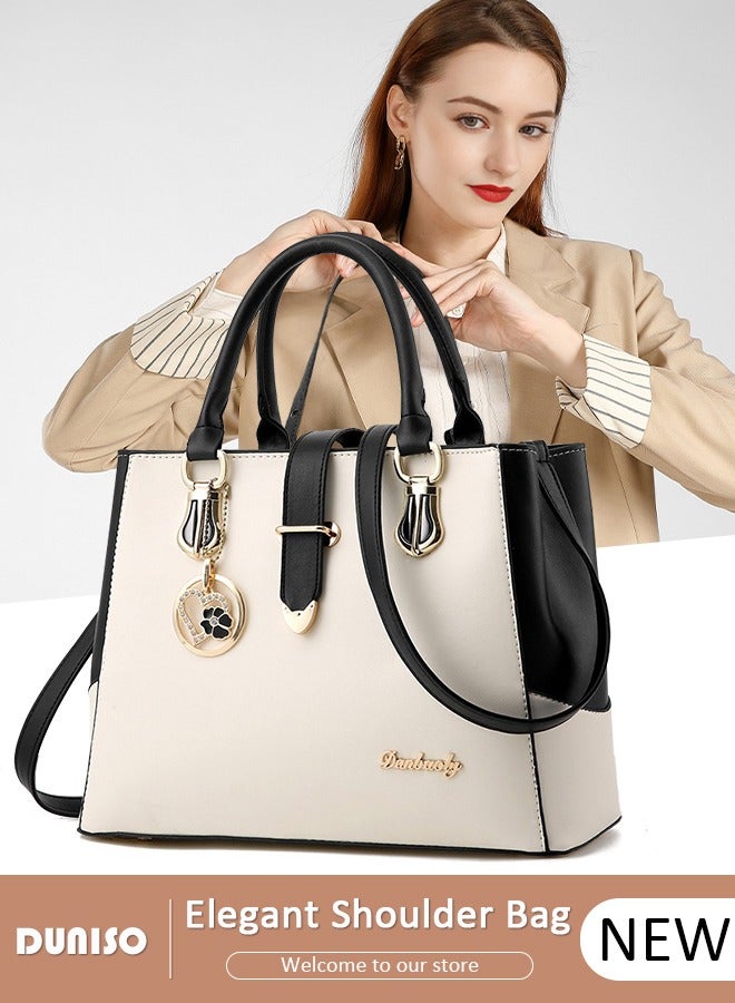 DUNISO Women's Handbag with Removable Shoulder Strap, Soft PU Leather Elegant Tote Bag, Large Capacity Tote Shoulder Bag, Fashion Ladies Satchel Bag for Office Travel Daily - Image 1