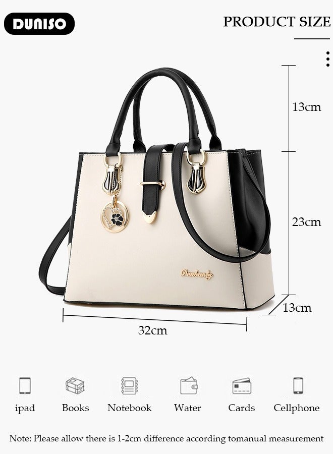 DUNISO Women's Handbag with Removable Shoulder Strap, Soft PU Leather Elegant Tote Bag, Large Capacity Tote Shoulder Bag, Fashion Ladies Satchel Bag for Office Travel Daily - Image 4