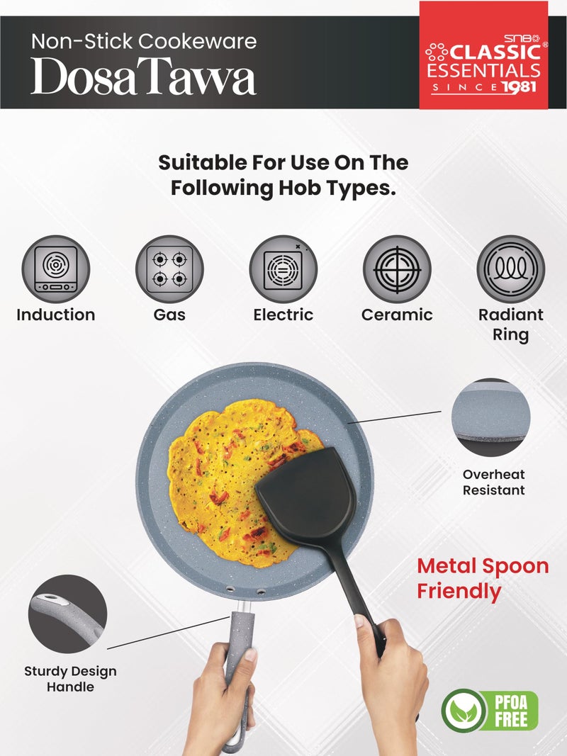 CLASSIC ESSENTIALS Craft Non Stick 5 Layer GMM Coating with Soft Handle Dosa Tawa 28 cm Diameter (Aluminium, Non-Stick, Induction Bottom) - Image 2