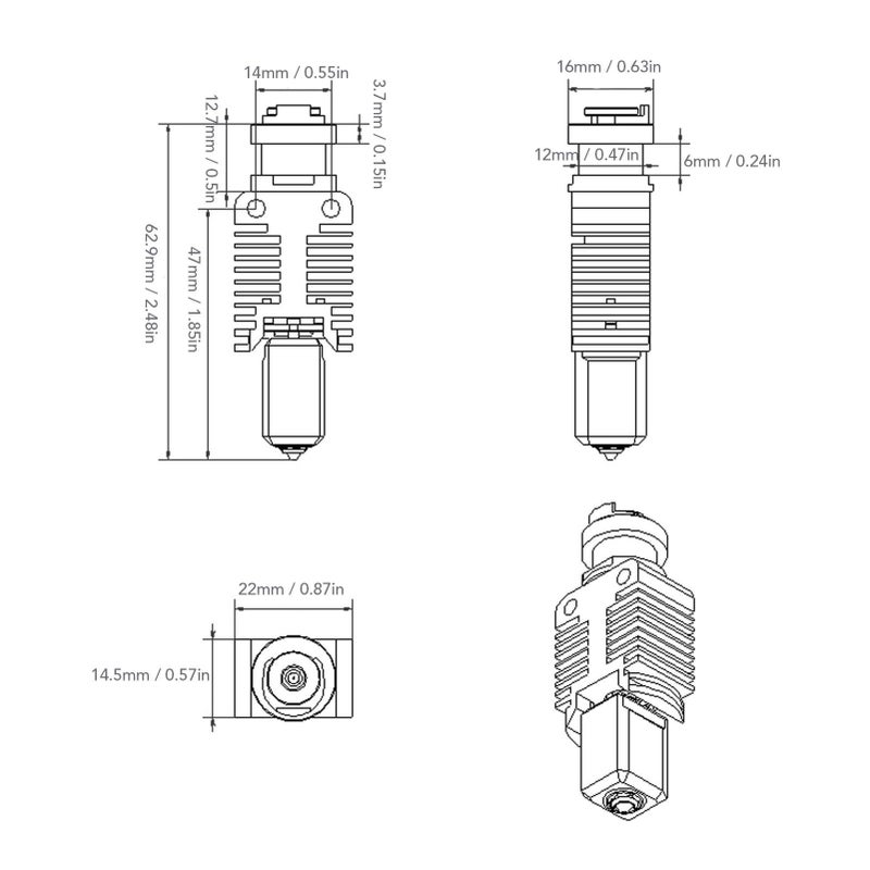 3D Printer Hot End Kit All Metal Integrated Hardened Steel 0.4mm Nozzle 1.75mm Filament 24V 60W Ceramic Heating Block Hotend For Ender 3 - Image 5