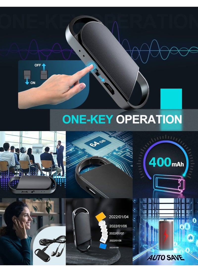LAESO - 64GB Voice Recorder, Audio Recording Device with Triple Noise Reduction,Digital Voice Activated Recorder with Playback,750 Hours Storage and 30 Hours Battery Time for Class, Meeting, Speech - Image 1