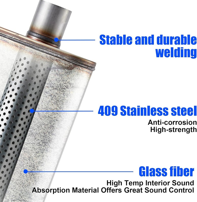 Floshine مخمد صوت فلوشاين العالمي من الفولاذ المقاوم للصدأ 409 ذو الأداء العالي (مدخل/مخرج 2.75 بوصة) - Image 4