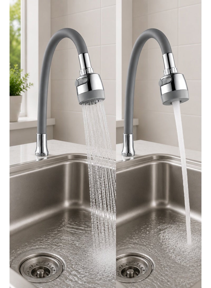 ITG Grey Faucet Extension Hose, Universal Flexible Tap Tube with Rotating Nozzle, EPDM Core, Silicone Outer Layer, Iron Insert, Kitchen Sink Connector, Anti-Leak, Easy Install - Image 2