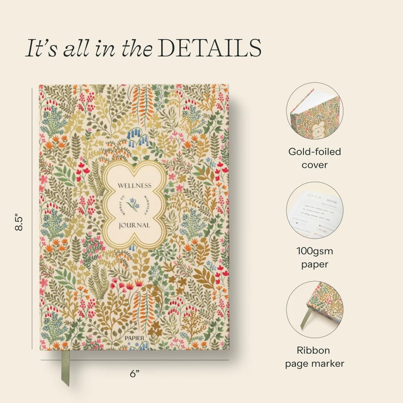 Papier Fairy Flies 12 Week Wellness Journal - Floral Hardback | Log Intentions Sleep & Energy, Morning & Evening | Weekly & Monthly CheckIn | Undated Planner | Reflection, Mindfulness | Self Care Gift - Image 5