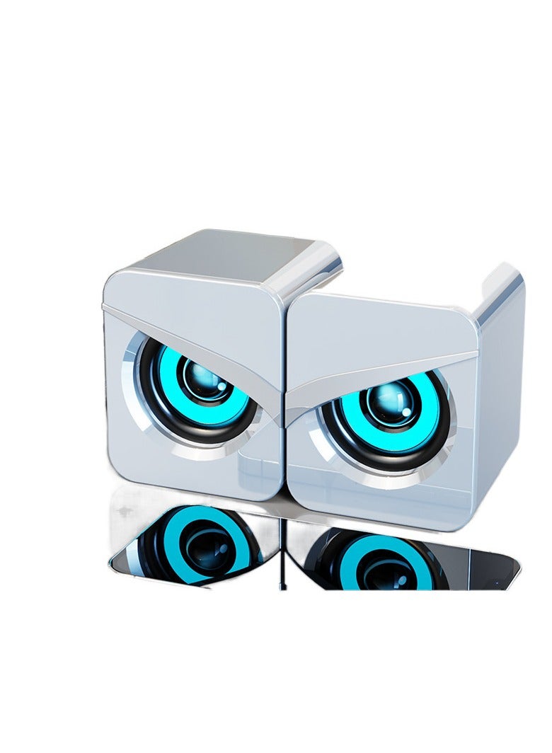 V116 computer speaker USB 2.1 desktop speaker white upgraded version (4D stereo sound track lighting) - Image 1