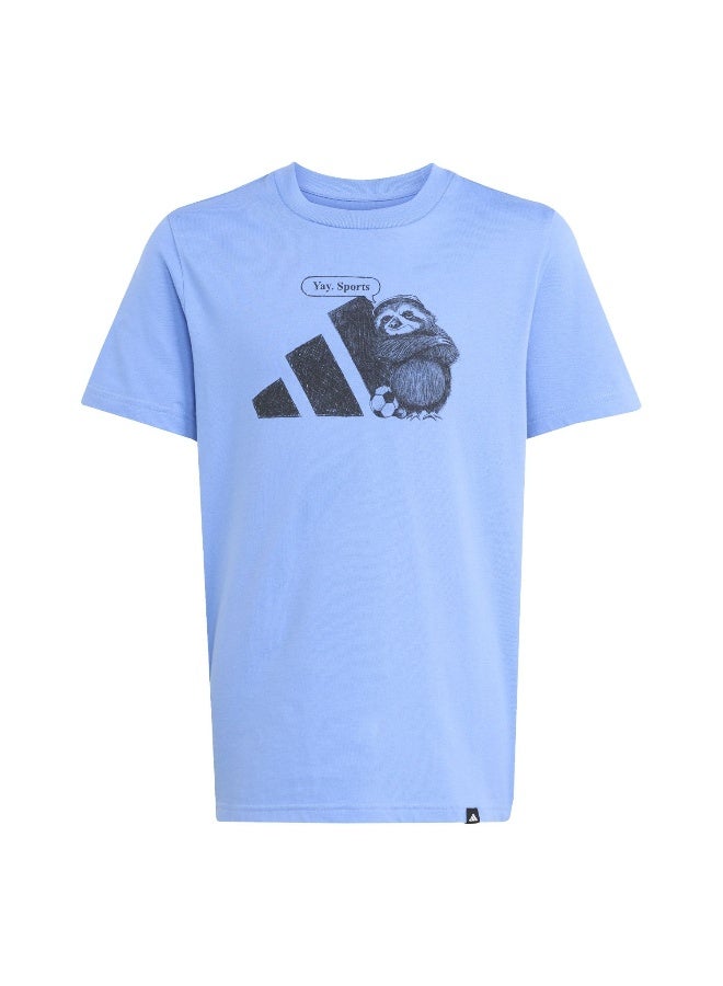 Adidas J Yay Sport T Blue Training T-Shirts For Junior 7-8Y - Image 1