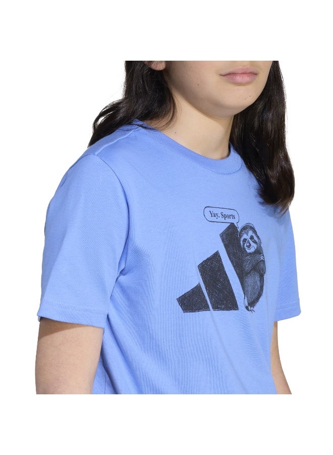 Adidas J Yay Sport T Blue Training T-Shirts For Junior 7-8Y - Image 5