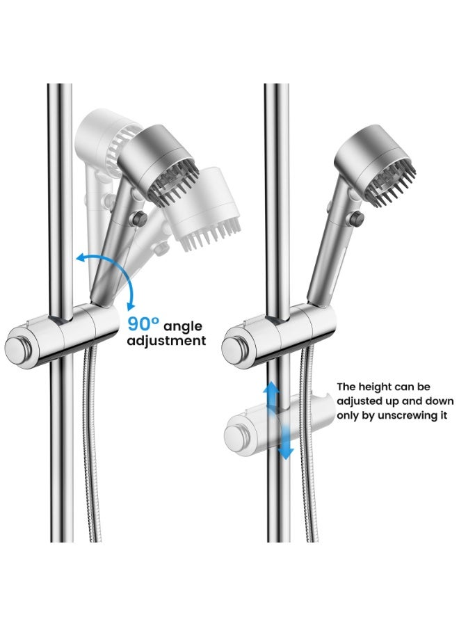 FEELSO Adjustable Shower Head Holder with Hook, Universal Replacement Shower Holder Bracket for 19-22mm, Easy Installation for Slide Rod - Image 3