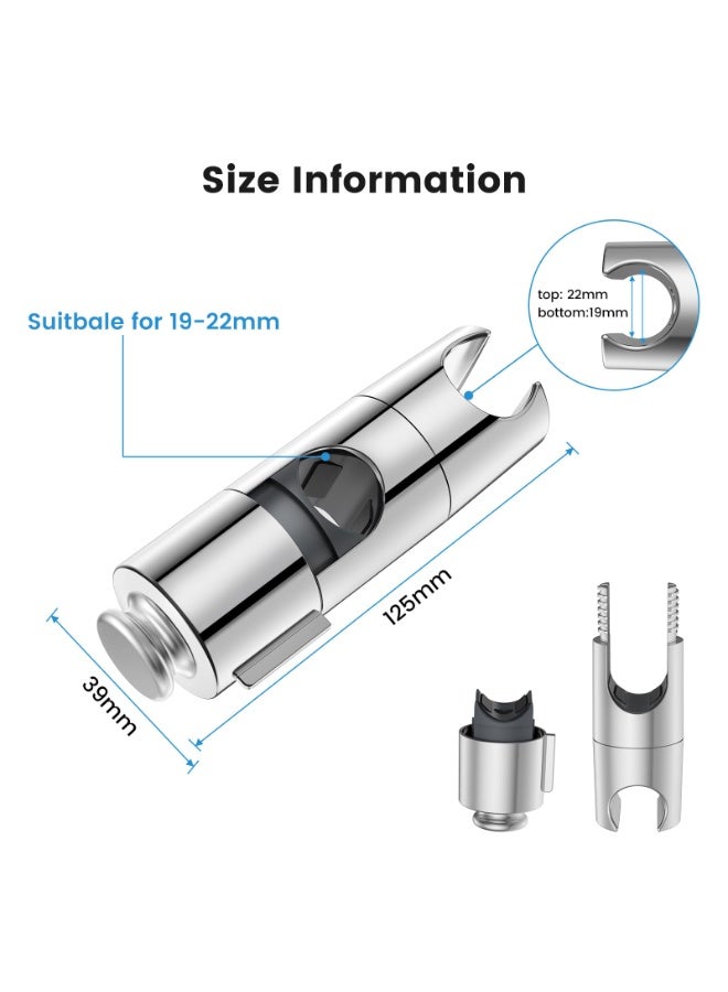 FEELSO Adjustable Shower Head Holder with Hook, Universal Replacement Shower Holder Bracket for 19-22mm, Easy Installation for Slide Rod - Image 2