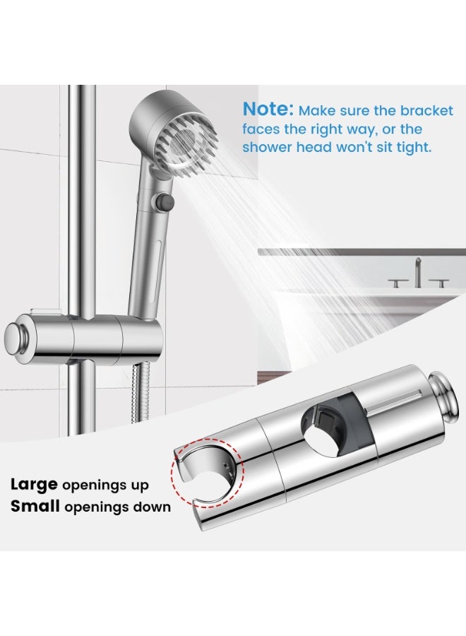 FEELSO Adjustable Shower Head Holder with Hook, Universal Replacement Shower Holder Bracket for 19-22mm, Easy Installation for Slide Rod - Image 5