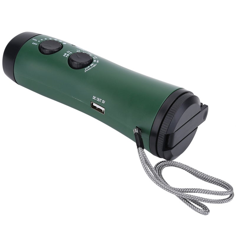 Multi Function Hand Crank LED Camping Emergency Flashlight Radio Torch Phone Charger Green - Image 4